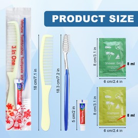 Bulk Hygiene Kits for Homeless,Disposable Toothbrushes with Toothpaste and Comb for Homeless Individually Wrapped，Basic Toiletry Kits Travel Size Shampoo And Body Wash For Hotel,Air Bnb Charity(100)