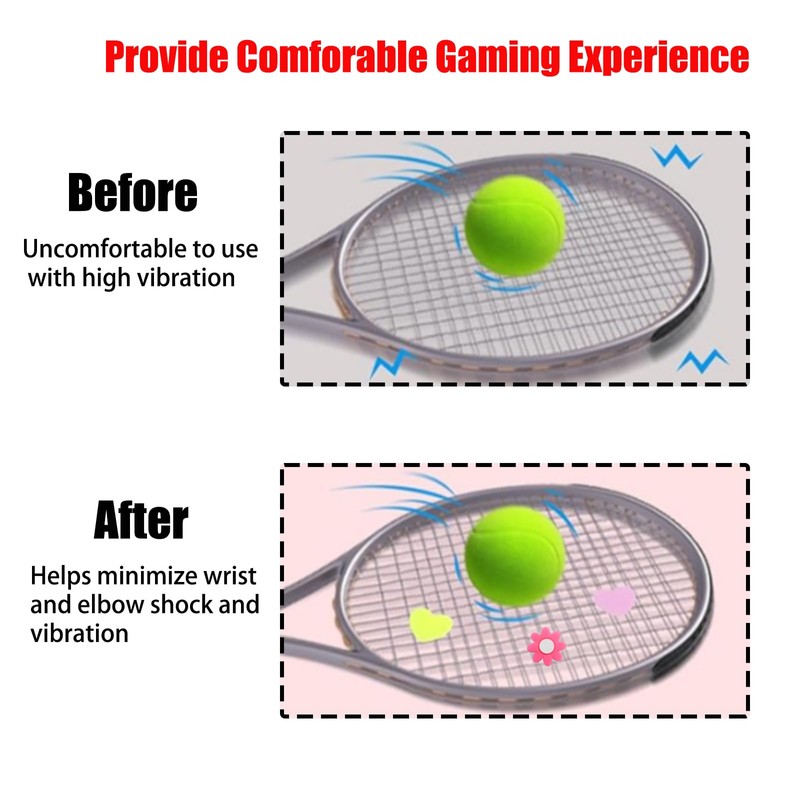 Wuyituart 8 Pcs Silicone Tennis Racket Vibration Dampeners Heart &