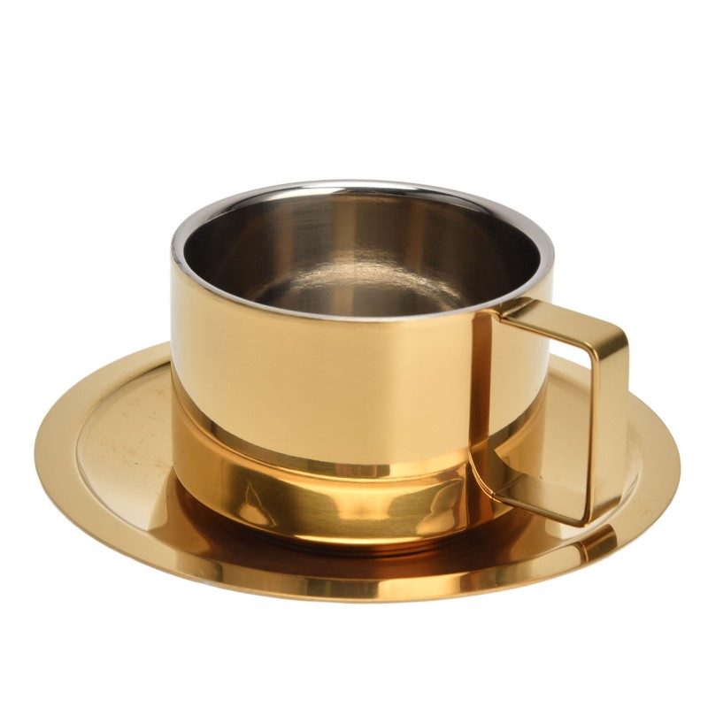 Coffee Cup Gold Fashionable Design Wearable Convenient Practical Stainless Steel