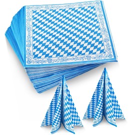 TaimeiMao Pack of 40 Napkins, Tissue Napkins, Bavarian Blue, Bavarian Napkins, Oktoberfest Decoration, Blue & White Checked Tissue 33 x 33 cm, for Catering or Festivals
