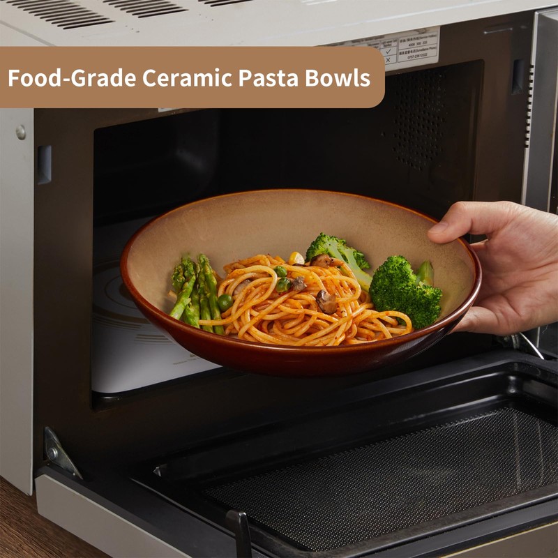 Pokini 8.75 Inch Large Ceramic Pasta Bowls, 32 Oz Reactive