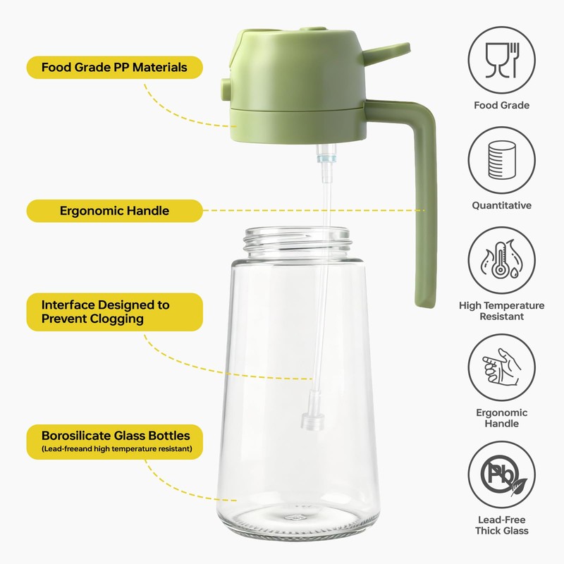 RMNJPW 2Pcs Glass Oil Sprayer for Cooking 16oz/470ml, Kitchen Gadget