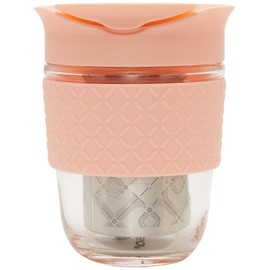 TRESSO Vaso de Viaje con Infusor para Preparar Café y Té 280 ml, Color Rosa