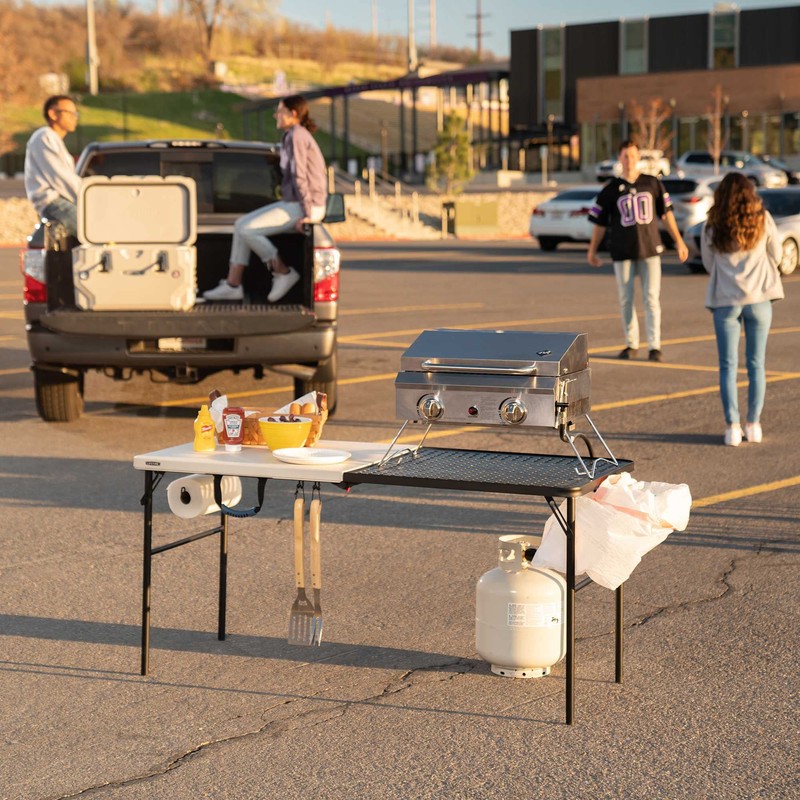 Lifetime Folding Tailgate Table with Grill Rack, Portable Outdoor Camping