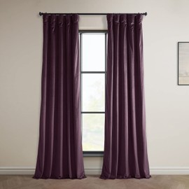 HPD Half Price Drapes Heritage Plush Velvet Curtains 120 Inches Long Room Darkening Curtains for Bedroom & Living Room 50W x 120L, (1 Panel), Winter Plum