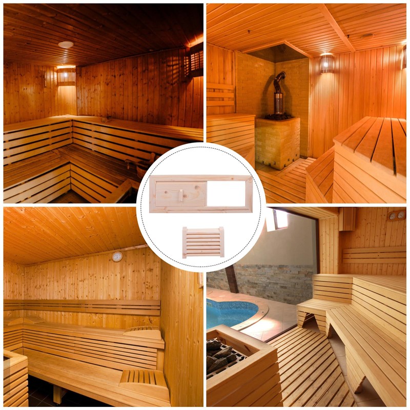 Mikikit Wooden Rectangle Air Vent, Sauna Air Vent, Adjustable Sauna