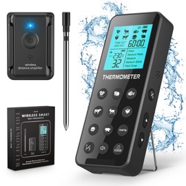 Wireless Meat Thermometer, 300FT Wireless Meat Thermometer Digital with Alarm Function for The Oven, Grill, Kitchen, BBQ, Smoker, Rotisserie