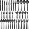Herogo 46-Piece Matte Black Silverware Set with Serving Utensils, Stainless