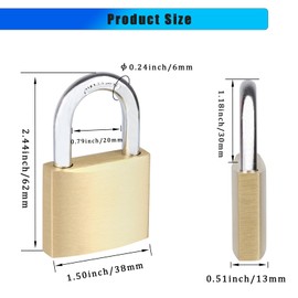 6Pack Solid Brass Padlocks Keyed Alike, Locker Locks with Same Keys, Weatherproof Pad Lock for Sheds, Storage Unit, School Gym Locker, Fence, Toolbox, Gate, Warehouse