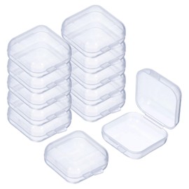 sourcing map 24Pcs Clear Small Plastic Beads Storage Containers with Lids, Square Anti-Oxidation Jewelry Storage Boxes for Small Items Craft, Beads, Ear Studs, Necklaces(1.4×1.38×0.79In)