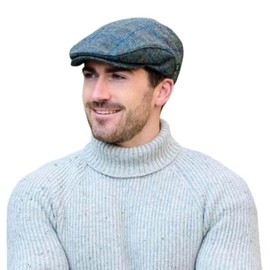 Mucros Weavers Men's Irish Trinity Flat Cap Driving Made in Ireland (Col 782 Plaid Hunter Green, XX-Large)