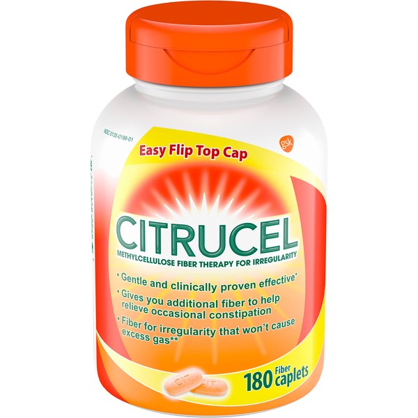 Citrucel Fiber Therapy Caplets for Irregularity, Easy to Swallow Methylcellulose , 180 Count