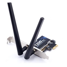 AC1200 Tarjeta PCIe WiFi para PC BT 4.0, tarjeta de red inalámbrica de doble banda (2.4 Ghz/5 Ghz) con MU-MIMO latencia ultra baja para juegos, transmisión, soporta viento 11/10/8.1/8/7 (32/64 bits)