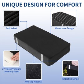 HuCPAPxi Knee Scooter Pad Cover with 2'' Removable Highly Resilient Comfort Memory Foam Cushion - Knee Walker Accessory for Knee Roller and Alleviate The Knee Pain - Universal Fit Most Models