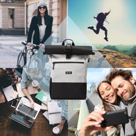 Ela Mo Women's School Backpack, Rolltop, Beautiful, Comfortable and Sophisticated, 18 L, Rucksack