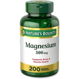 Nature's Bounty Magnesio Magnesium Oxido 500mg Huesos y Musculo 200 Tabletas Apoyo A La Salud Ósea Y El Mantenimiento De La Mineralización Ósea
