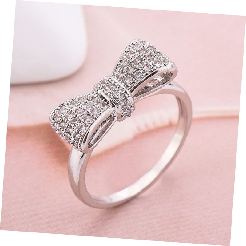 SAFIGLE Fashionable Zirconia Ring Bow Women's Jewelry Special Occasion for