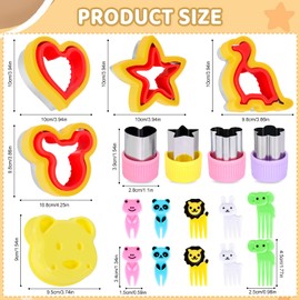 Sandwich Cutters for Kids - 5PCS Cute Cartoon Animal & Dinosaur Shapes with 10 Animal Forks, Cookie & Fruit Cutters Set, Fun Lunch Box Tools for Toddlers Children's Party, Picnic, School