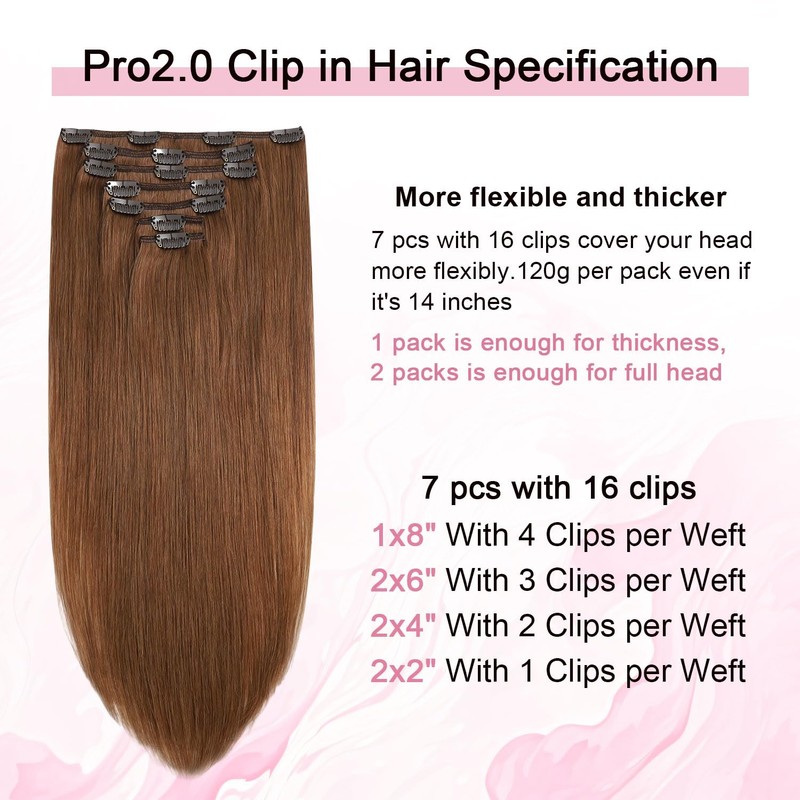 Sweetmet Pro2.0 Remy Clip in Extensions Real Human Hair #33