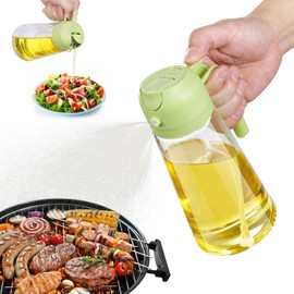 CHUBBY CHEEKS 20oz Kitchen Maiden 2-in-1 Oil Dispenser - 20oz Glass Oil Spray Bottle for Air Fryer, Salad, Frying, BBQ - Food-grade Oil Mister in Vibrant Green