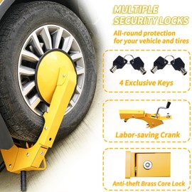Wheel Lock Clamp Anti Theft Trailer Wheel Lock Heavy Duty Car Tire Boot Lock Adjustable Parking Boot for Cars, Trucks, SUVs, Campers