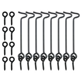 Zreneyfex 8 Pcs 4 Inch Barn Door Latch, Black Window Wind Hook Cabin Hook Eye Latch for Rotating Window and Door for Sheds and Cabins