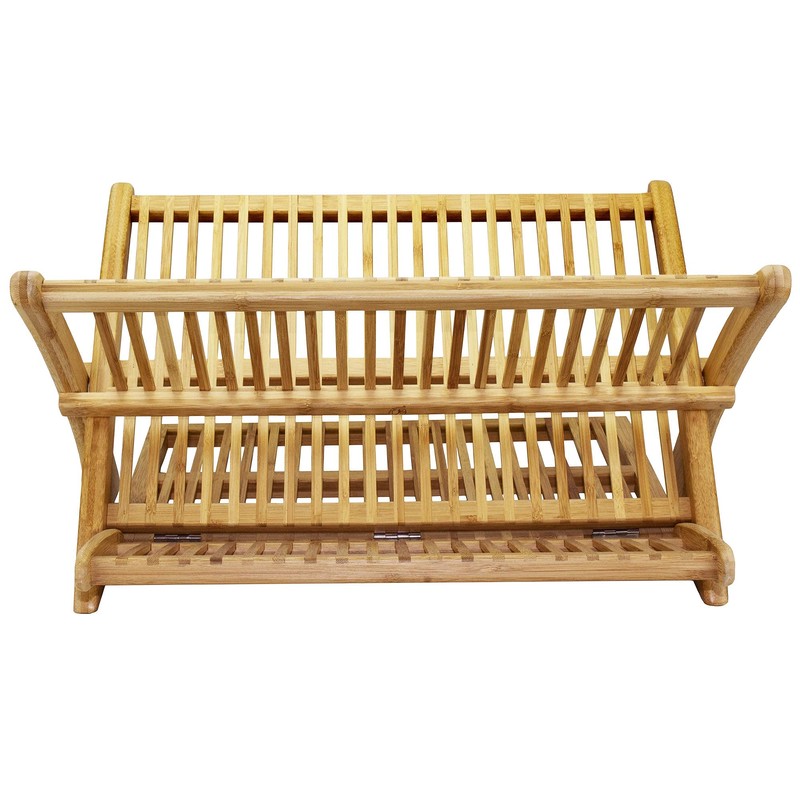 Totally Bamboo Eco Collapsible Dish Drying Rack, Natural Bamboo