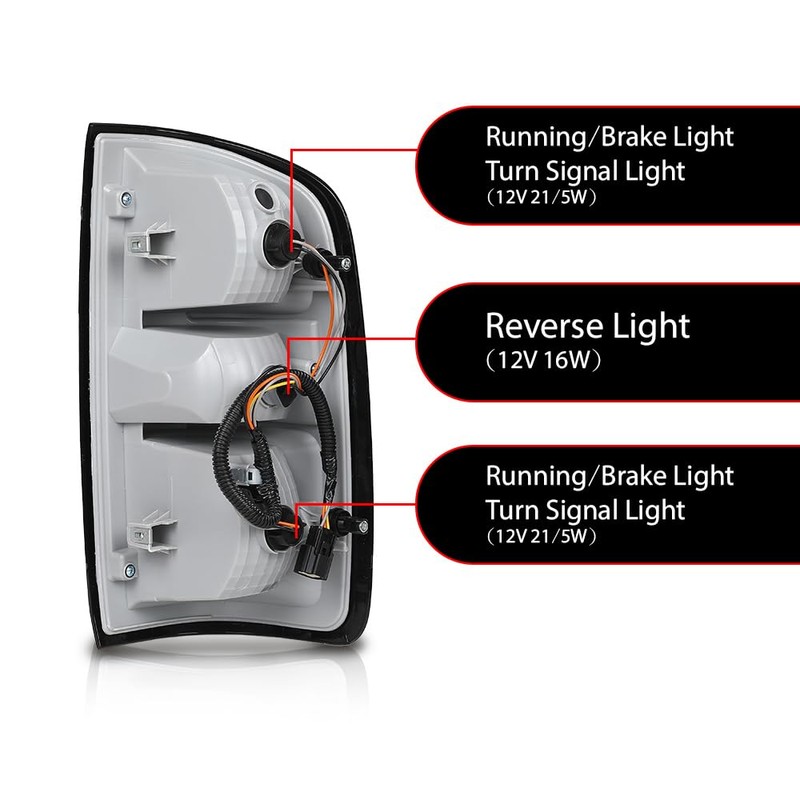 G-PLUS Left Tail Light Assembly w/Bulbs Driver Side, Fit For