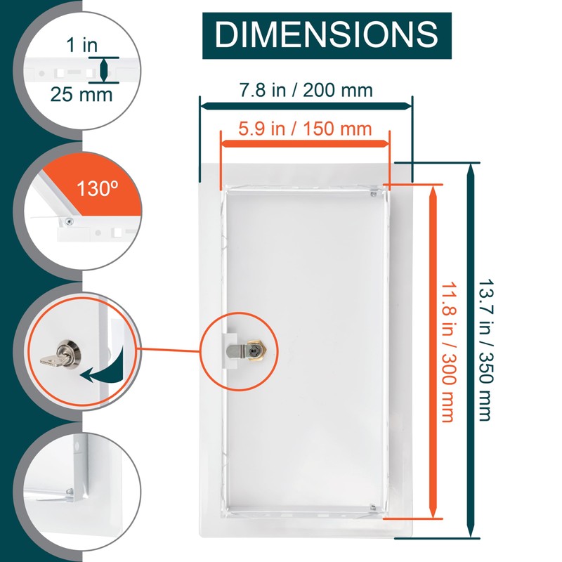 ECOPRO VENT 6" x 12" Lockable White Metal Access Panel.