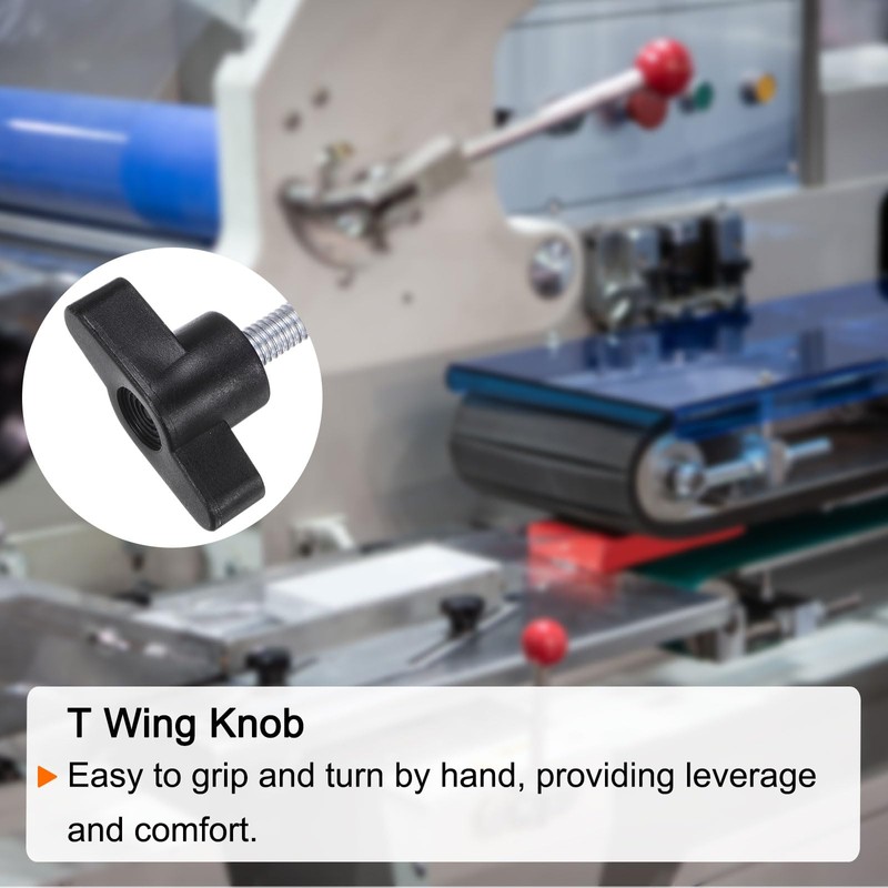 sourcing map 8pcs Tee Wing Knobs M6 x 30mm Metric