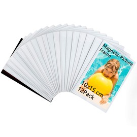HIIMIEI Magnetische Bilderrahmen für Kühlschrank und Kühlschrank 4 "x6" (10x15 cm), Magnete Bilderrahmen Foto Sleeves (12 Pack)