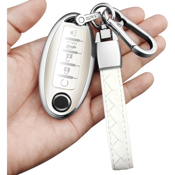 Sindeda Compatible Nissan Key Fob Cover - Leather Keychain, Soft