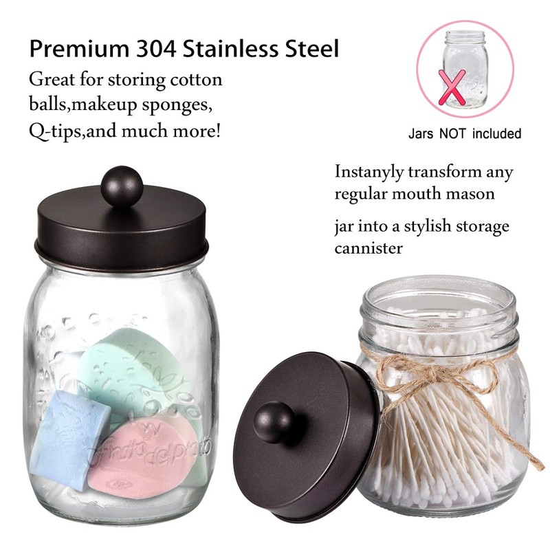Komashr Mason Jar Bathroom Accessories Lids Set(4pcs) - Jar Not