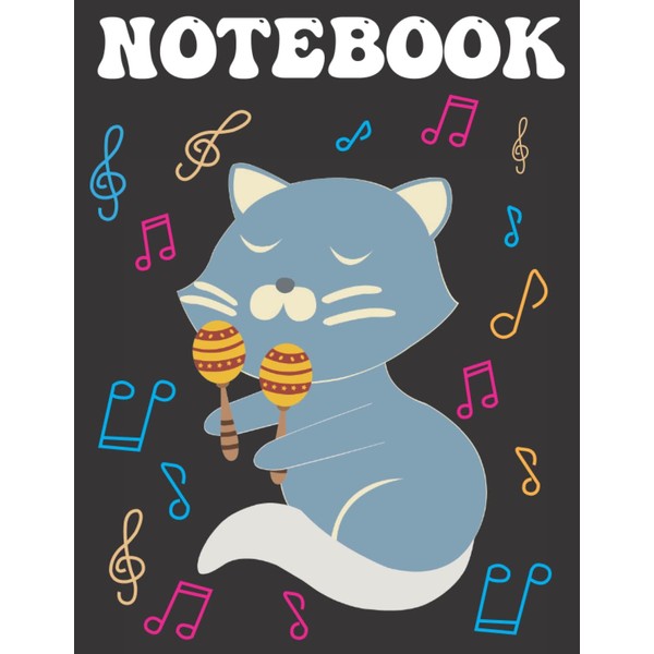 Cat Playing Maracas: Sheet Music Notebook 120 Pages 8.5x11 in,