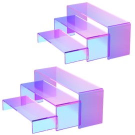 HAOWUJIN Iridescent Acrylic Risers for Display, 6 Pc Rainbow Display Riser for Buffet Table Desserts Cupcake Puppets Accessories Jewellery, Perfumes Collectibles