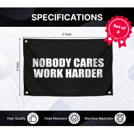 Set of 4 Motivation Gym 3x5 Polyester Flags with Four Brass Grommets - Inspire Your Workout with Single Sided Banner - Home Gym Decor for Room Guys and Man - Stay Motivated with Cool Motivation Art