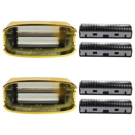 2 Pack Shaver Replacement Foil and Cutters for PRO Double FXFS2 Metal Shaver foil Replacement (Gold)
