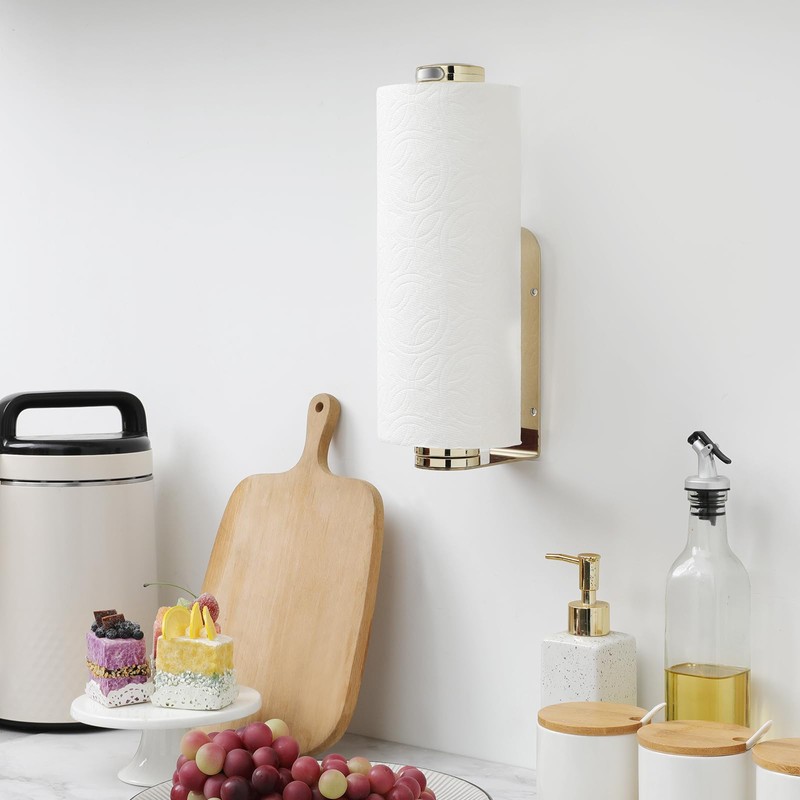 theaoo Paper Towel Holder Under Cabinet, One-Hand Tear, Wall Mount,