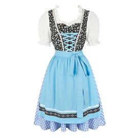 Oktoberfest Costume Women German Bavarian Beer Girl Dirndl Dress Oktoberfest Dress Blue Large
