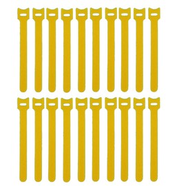 Kable Kontrol Hook and Loop Fastener Tape Wraps, 7” Inch x 1/2” Inch, Double Sided Non-Adhesive Non-Sticky Nylon Reusable Strip Adjustable Strap Wire Organizer Cable Wrap – Yellow – 20 Pcs