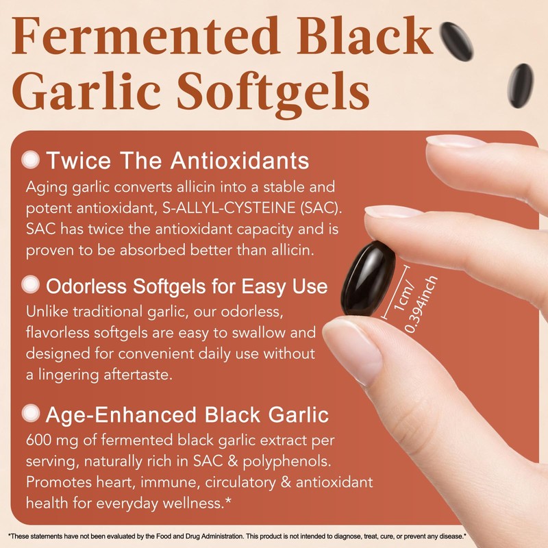Fermented Black Garlic Extract Softgels, 120 Count