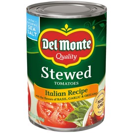 Del Monte Italian Recipe Stewed Tomatoes with the Flavors of Basil, Garlic & Oregano, 14.5 oz (Pack of 12 Cans)
