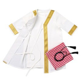 Newborn Muslim Thobe Baby Boys Abaya + Turbans Head Scarf + Kaftan Set Toddler Islamic Arabic Dubai Ramadan Eid Outfits White 3-6 Months