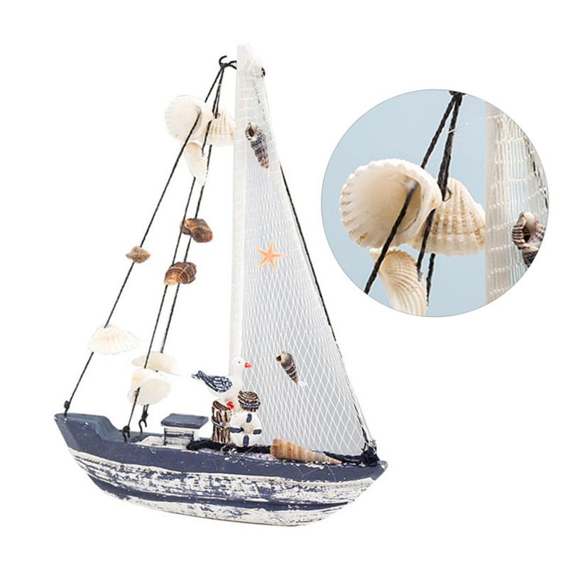 ORFOFE Marine Shell Sailing Boat Ornament Resin Craft Home Decor