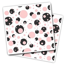 Vinyl Square Stickers (Set of 2) 7.5cm - Pink & Black Dots Graduation Celebration for Laptops, Tablets, Luggage, Scrap Booking, Fridges #170717