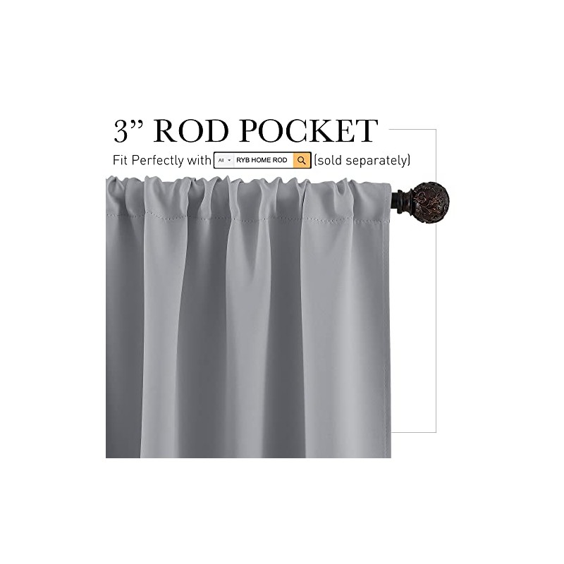 RYB HOME - Cortinas opacas para ventanas pequeñas, con aislamiento