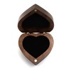 Heart Shaped Wooden Ring Box Black Soft Lining Smooth Surface