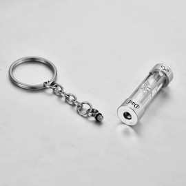 FCZDQ Hourglass Ashes Keychain Urn Pendant Memorial Keepsake Cremation Jewelry Dad