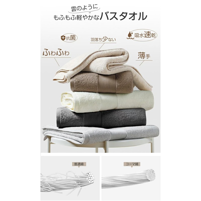 Artifi Bath Towels, 100% Cotton, Set of 4, Scandinavian Style,