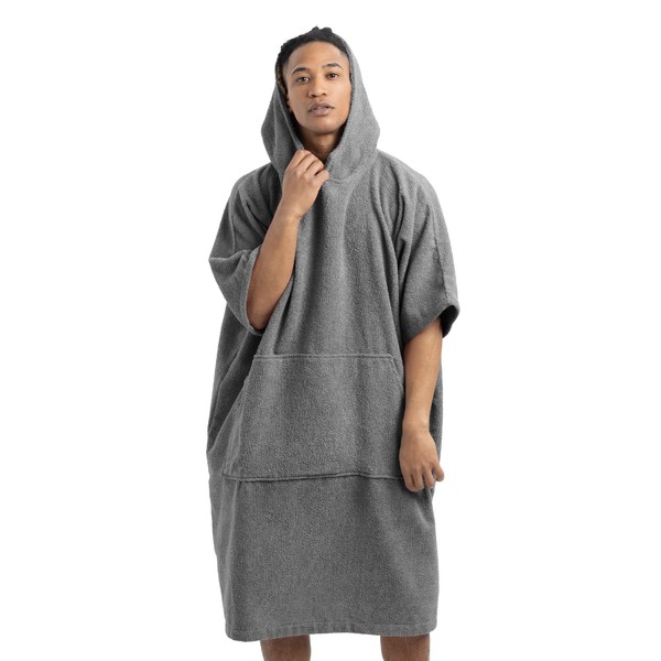 HOMELEVEL Unisex Bath Poncho - Surf Poncho Made of 100% Cotton - Towel for Adults - Bathrobe for Men and Women - Bath Towel with Hood